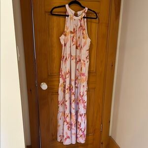 Floral Halter Maxi Dress in Blush Pink